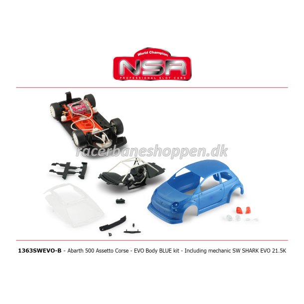 ABARTH 500 Assetto Corse EVO body kit BLUE INCLUDING MECHANIC SW SHARK EVO 21.5K