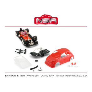 ABARTH 500 Assetto Corse EVO body kit RED INCLUDING MECHANIC SW SHARK EVO 21.5K