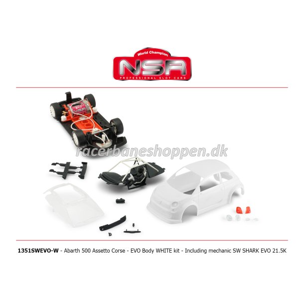 ABARTH 500 Assetto Corse EVO body kit WHITE INCLUDING MECHANIC SW SHARK EVO 21.5K