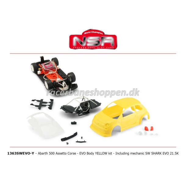 ABARTH 500 Assetto Corse EVO body kit YELLOW INCLUDING MECHANIC SW SHARK EVO 21.5K