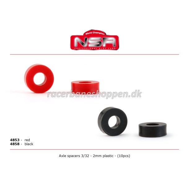 AXLE SPACERS 3/32 . 2MM PLASTIC - BLACK  (10PCS)