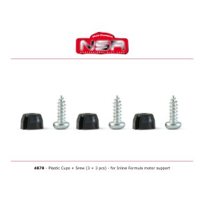 PLASTIC CUPS + SCREWS FOR INLINE FORMULA NSR MOTOR SUPPORT (3+3PCS)