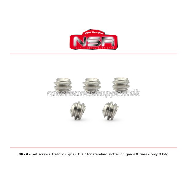 SET SCREW ULTRALIGHT (5PCS) .050" FOR STANDARD GEARS &amp; TIRES - ONLY 0,04G !!!