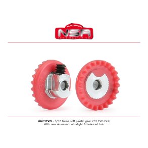 3/32 INLINE soft plastic Gear 23t EVO Pink with NEW aluminum ultralight & balanced  hub .050