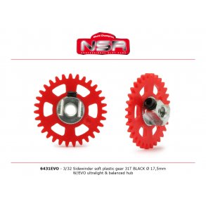 3/32 SIDEW soft plastic Gear 31t RED d.17.5mm - w/EVO ULTRALIGHT&BALANCED HUB