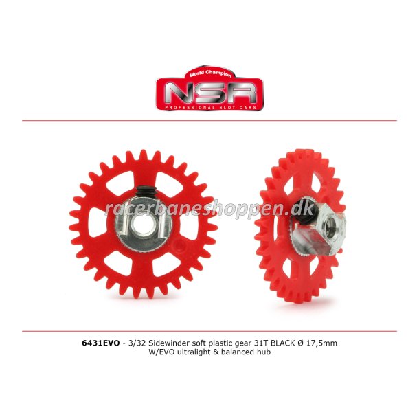 3/32 SIDEW soft plastic Gear 31t RED d.17.5mm - w/EVO ULTRALIGHT&BALANCED HUB