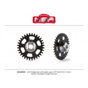 3/32 SIDEW SOFT PLASTIC GEAR 32T BLACK D.17.5MM - W/EVO ULTRALIGHT&BALANCED HUB
