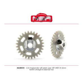 3/32 ANGLEW SOFT PLASTIC GEAR 28T GREY D.16MM W/EVO ULTRALIGHT&BALANCED HUB