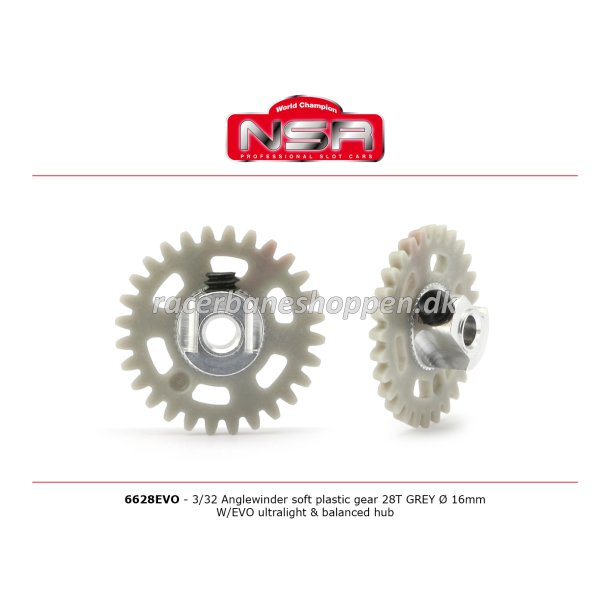 3/32 ANGLEW SOFT PLASTIC GEAR 28T GREY D.16MM W/EVO ULTRALIGHT&BALANCED HUB