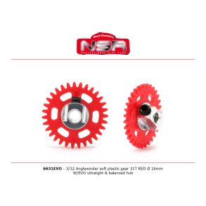 3/32 ANGLEW SOFT PLASTIC GEAR 31T RED D.16MM W/EVO ULTRALIGHT&BALANCED HUB