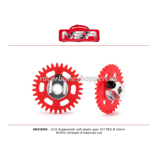 3/32 ANGLEW SOFT PLASTIC GEAR 31T RED D.16MM W/EVO ULTRALIGHT&BALANCED HUB