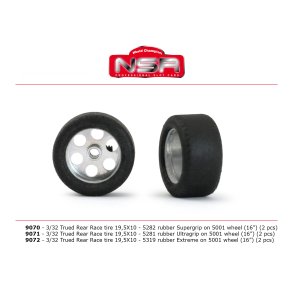 3/32 TRUED REAR RACE TIRE 19,5x10 - 5282 SUPERGRIP ON 5001 WHEEL (16