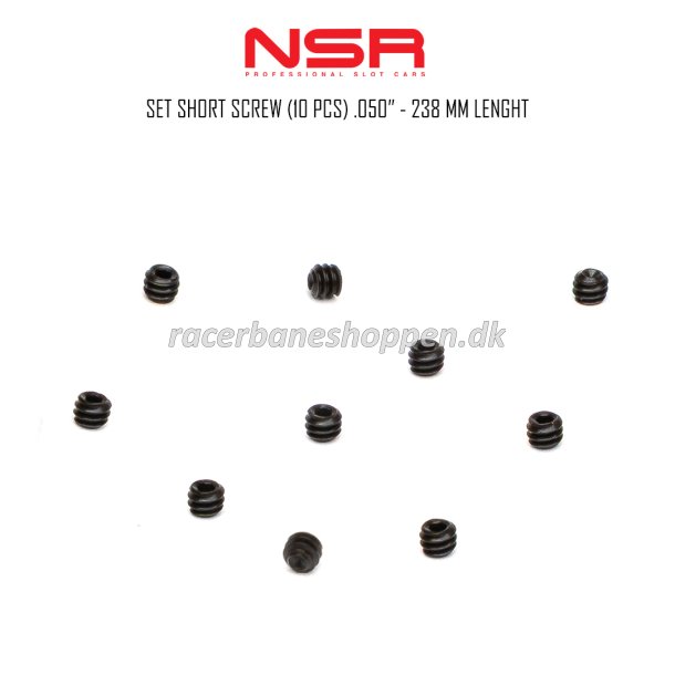 SET SHORT SCREW (10PCS) .050&Prime; - 238 mm LENGHT - FOR STANDARD SLOTRACING GEARS AND TIRES