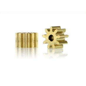 Brass pinions 9 teeth 5.5mm (2x) - internal 1.5mm