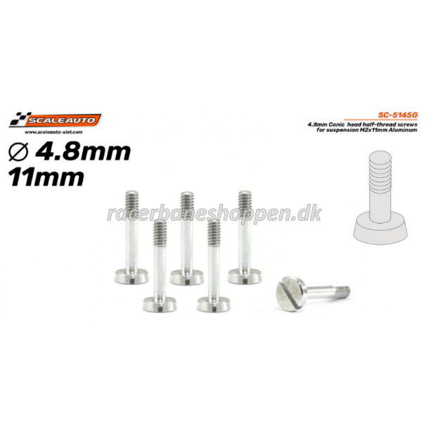 4.8mm Conic head half-thread screws for suspension M2x11mm - Aluminium